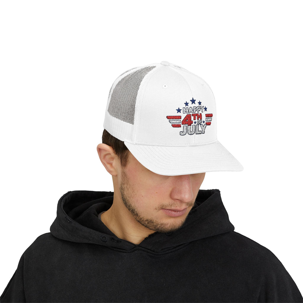 4th of July Trucker Hat – Patriotic Snapback Cap with Stars & Stripes Design