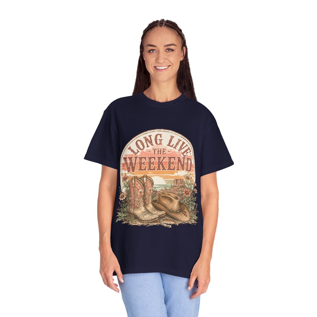 Weekend Vibes Cowboy Boots T-Shirt — "Long Live The Weekend" Graphic Tee