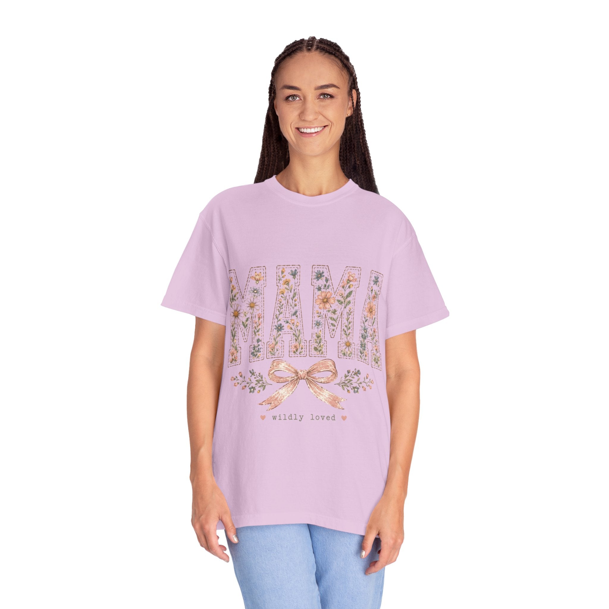 Mama Floral T‑Shirt – 'Wildly Loved' Bow Design, Mother's Day Gift