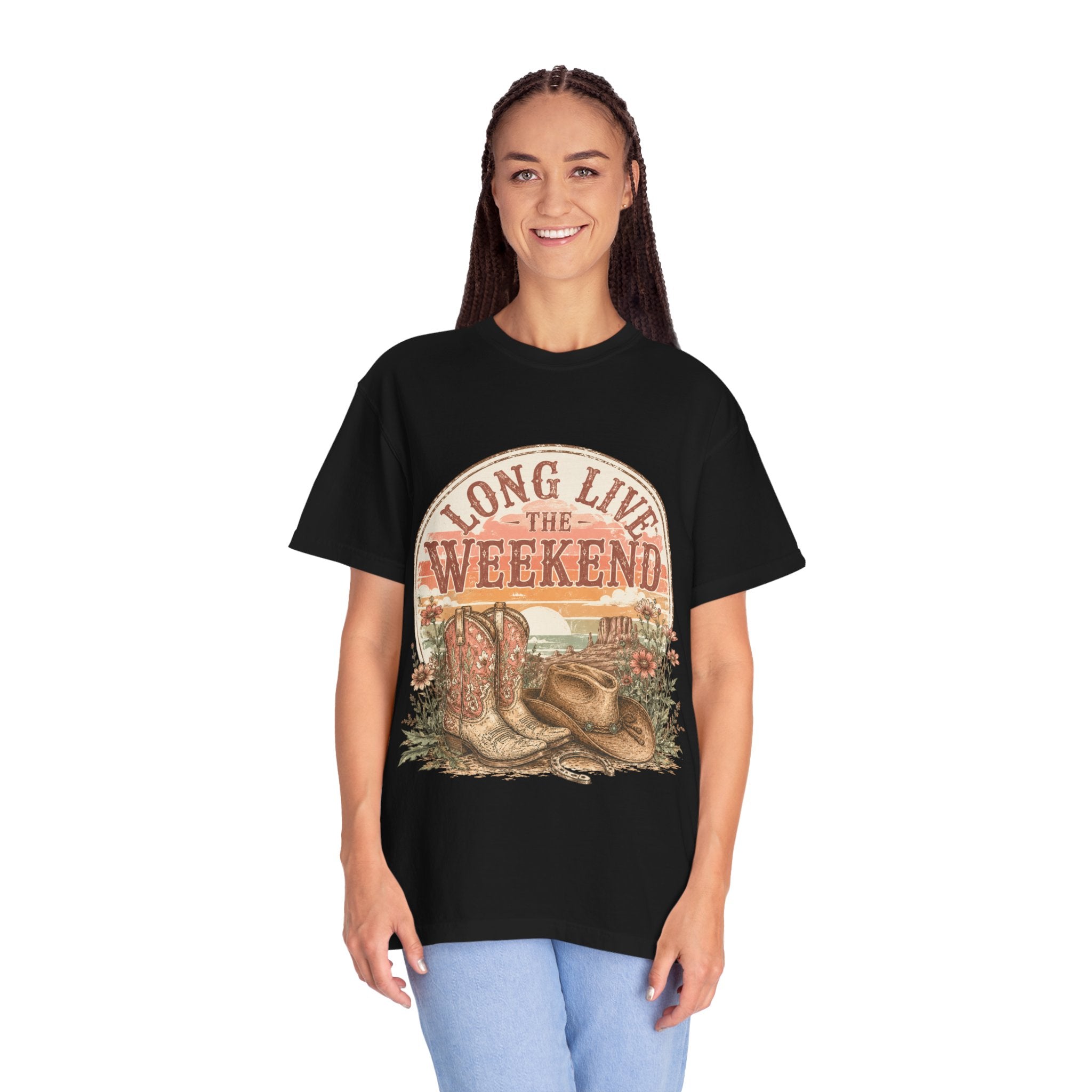 Weekend Vibes Cowboy Boots T-Shirt — "Long Live The Weekend" Graphic Tee