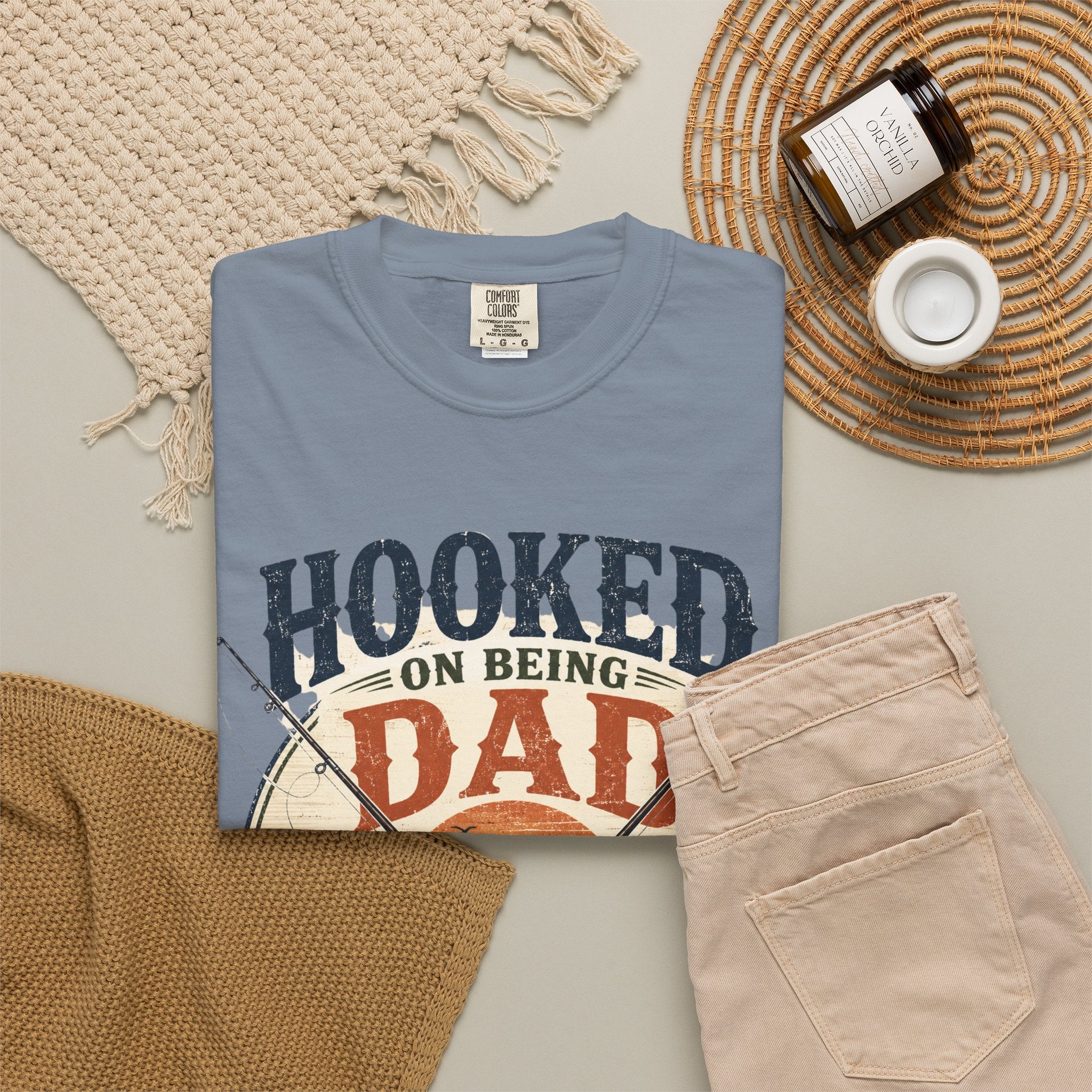 Hooked on Being Dad Fishing T-Shirt — Best Dad on the Lake Gift