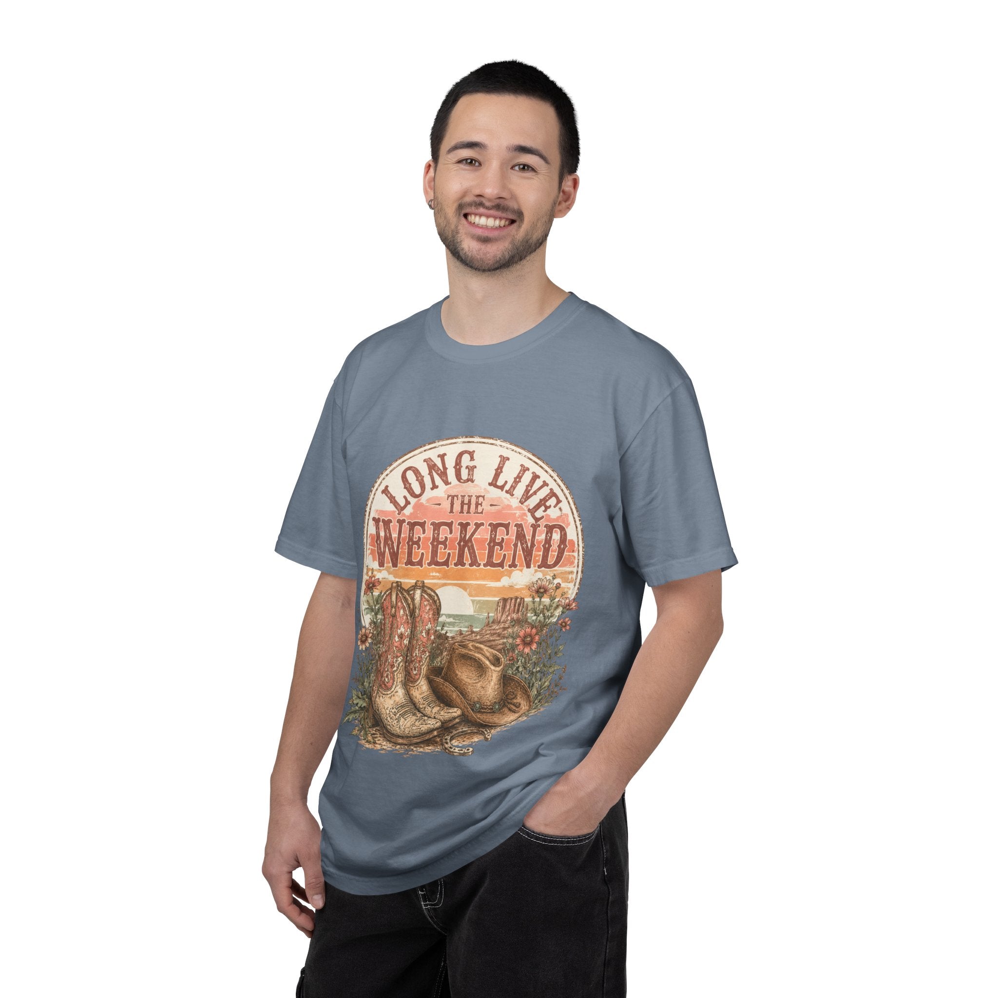 Weekend Vibes Cowboy Boots T-Shirt — "Long Live The Weekend" Graphic Tee