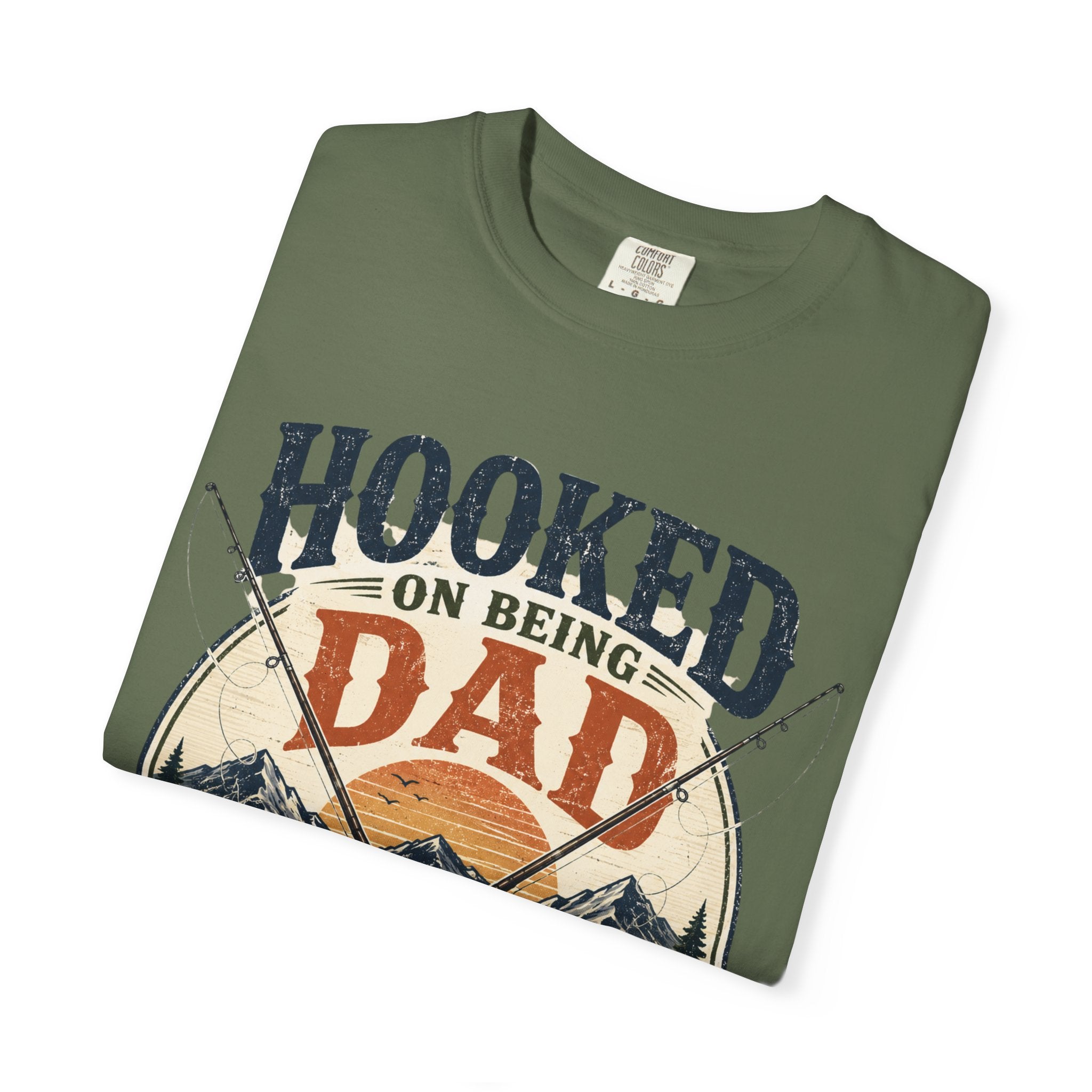 Hooked on Being Dad Fishing T-Shirt — Best Dad on the Lake Gift