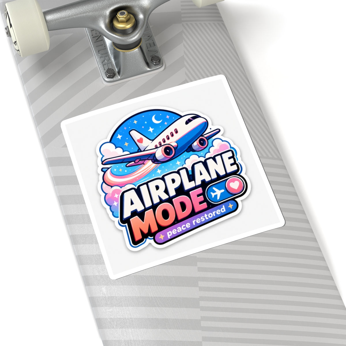 Airplane Mode Sticker — Cute Travel Plane Kiss-Cut Decal ("Airplane Mode: peace restored")