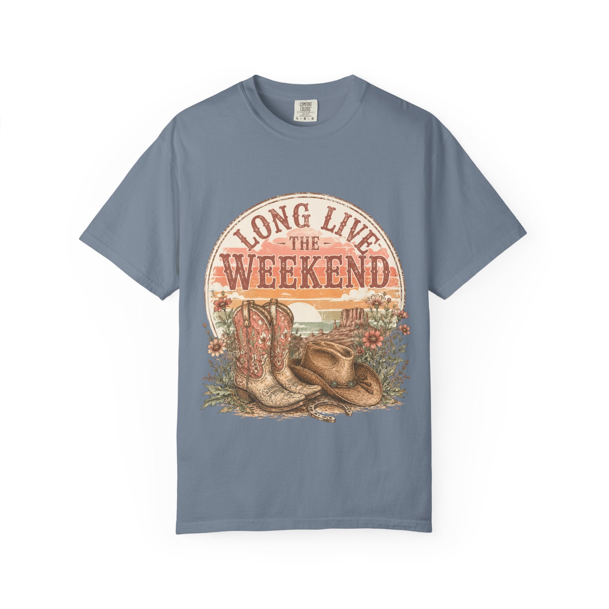 Weekend Vibes Cowboy Boots T-Shirt — "Long Live The Weekend" Graphic Tee