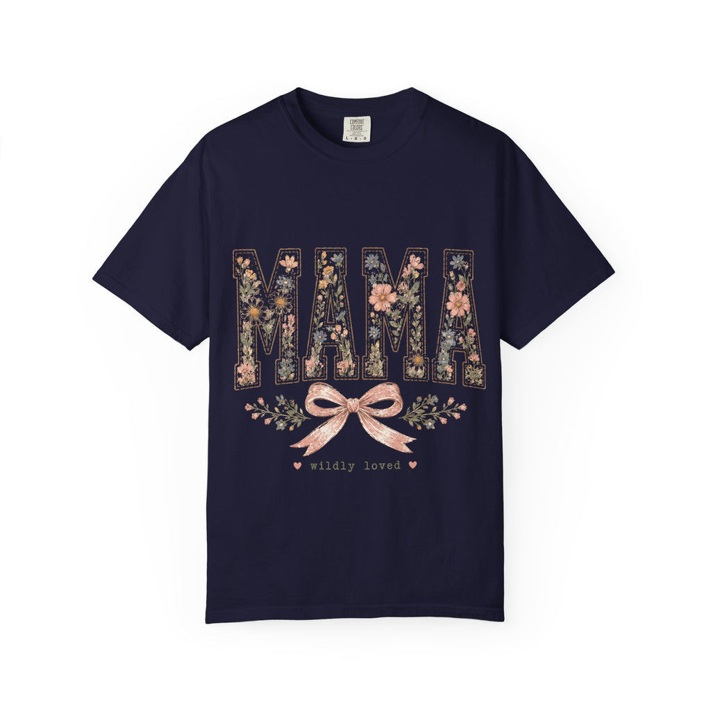 Mama Floral T‑Shirt – 'Wildly Loved' Bow Design, Mother's Day Gift