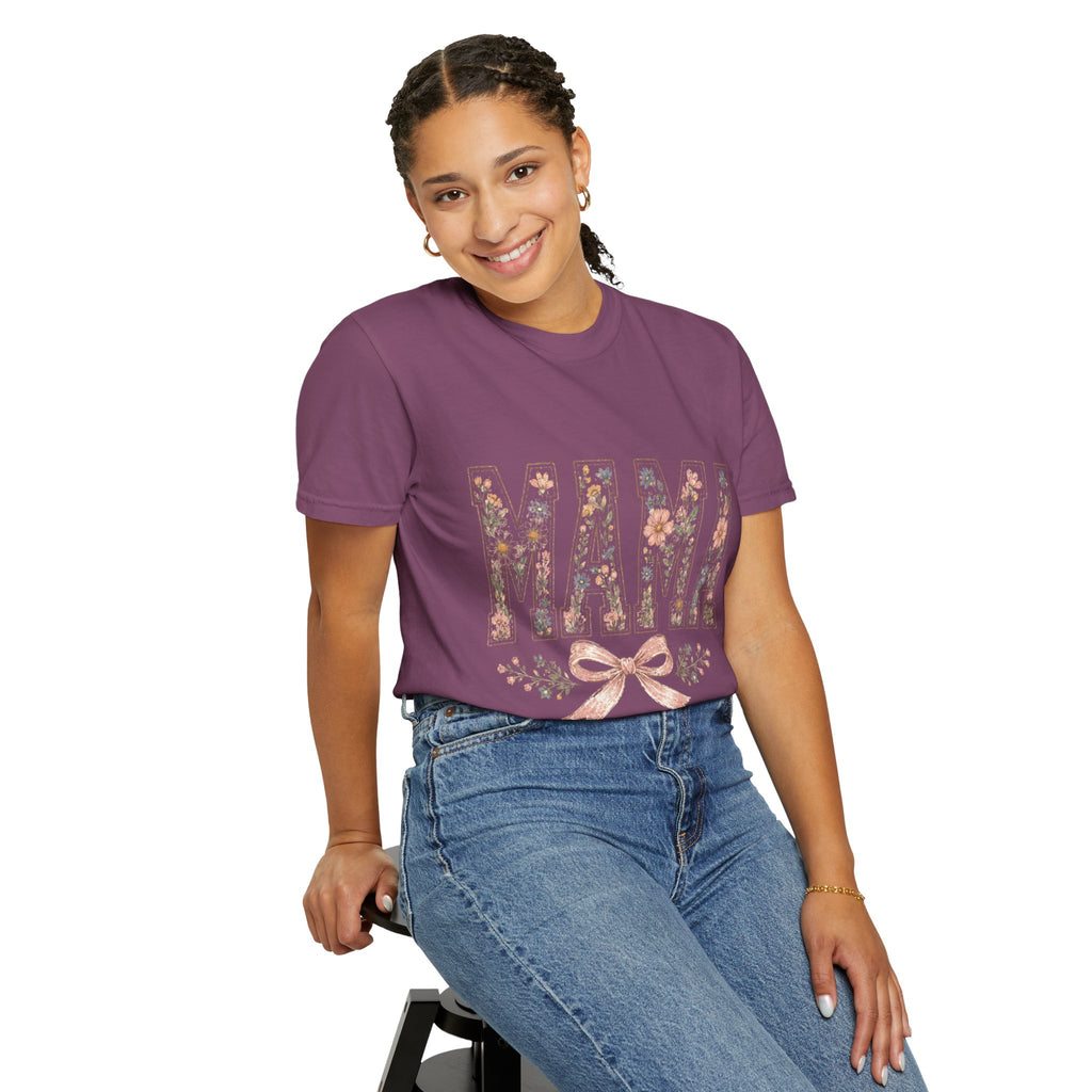 Mama Floral T‑Shirt – 'Wildly Loved' Bow Design, Mother's Day Gift