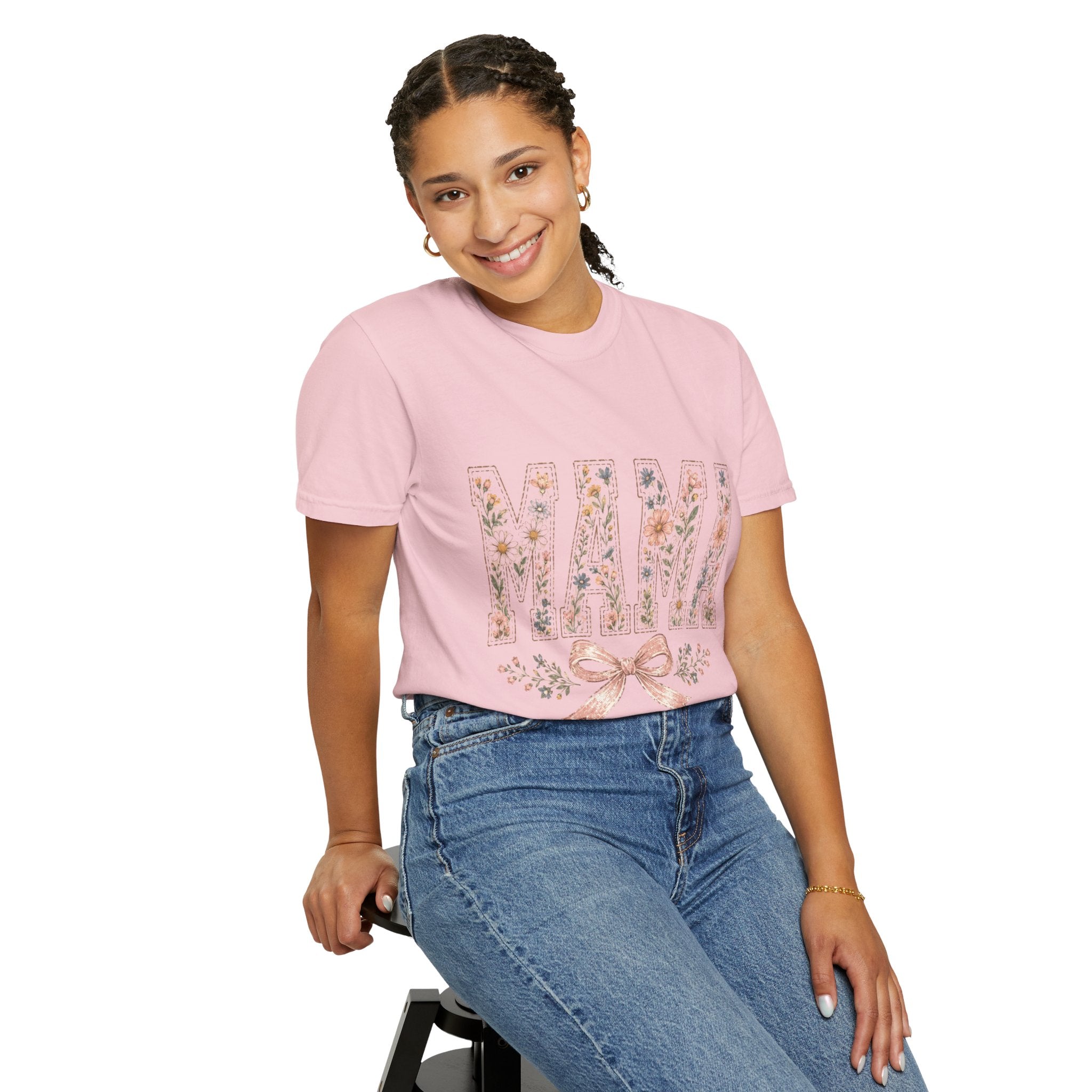 Mama Floral T‑Shirt – 'Wildly Loved' Bow Design, Mother's Day Gift