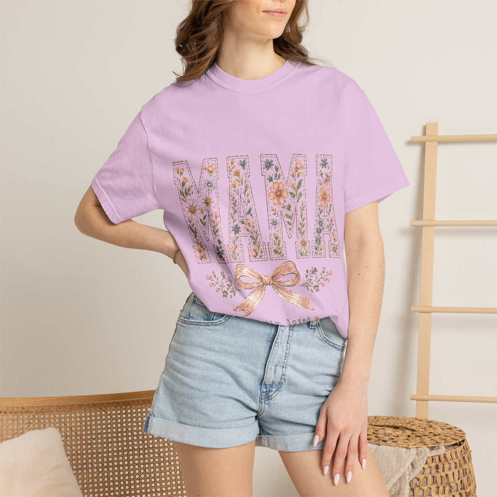 Mama Floral T‑Shirt – 'Wildly Loved' Bow Design, Mother's Day Gift