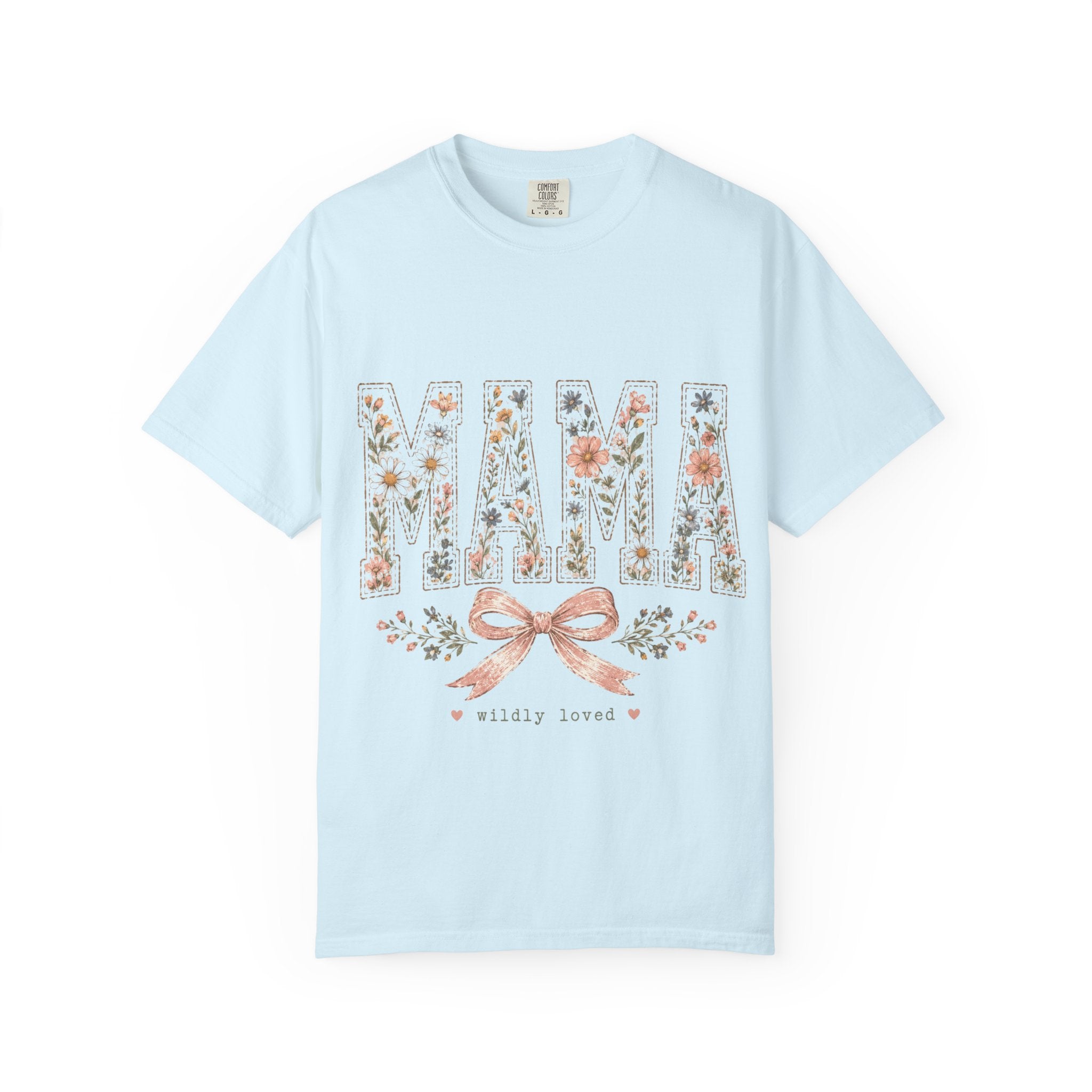 Mama Floral T‑Shirt – 'Wildly Loved' Bow Design, Mother's Day Gift