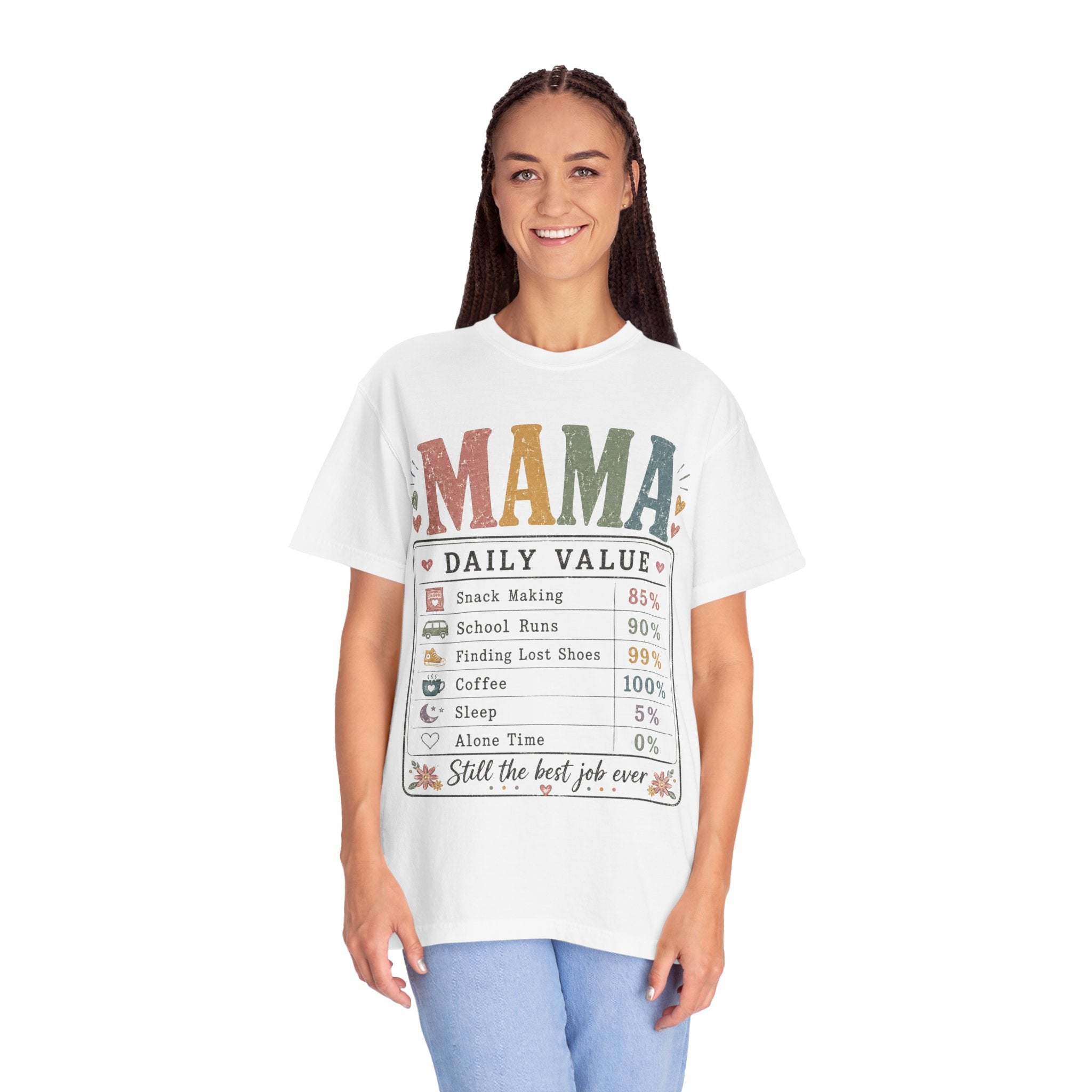 Mama Daily Value T-Shirt — Funny Mom Gift Tee ("Still the best job ever")