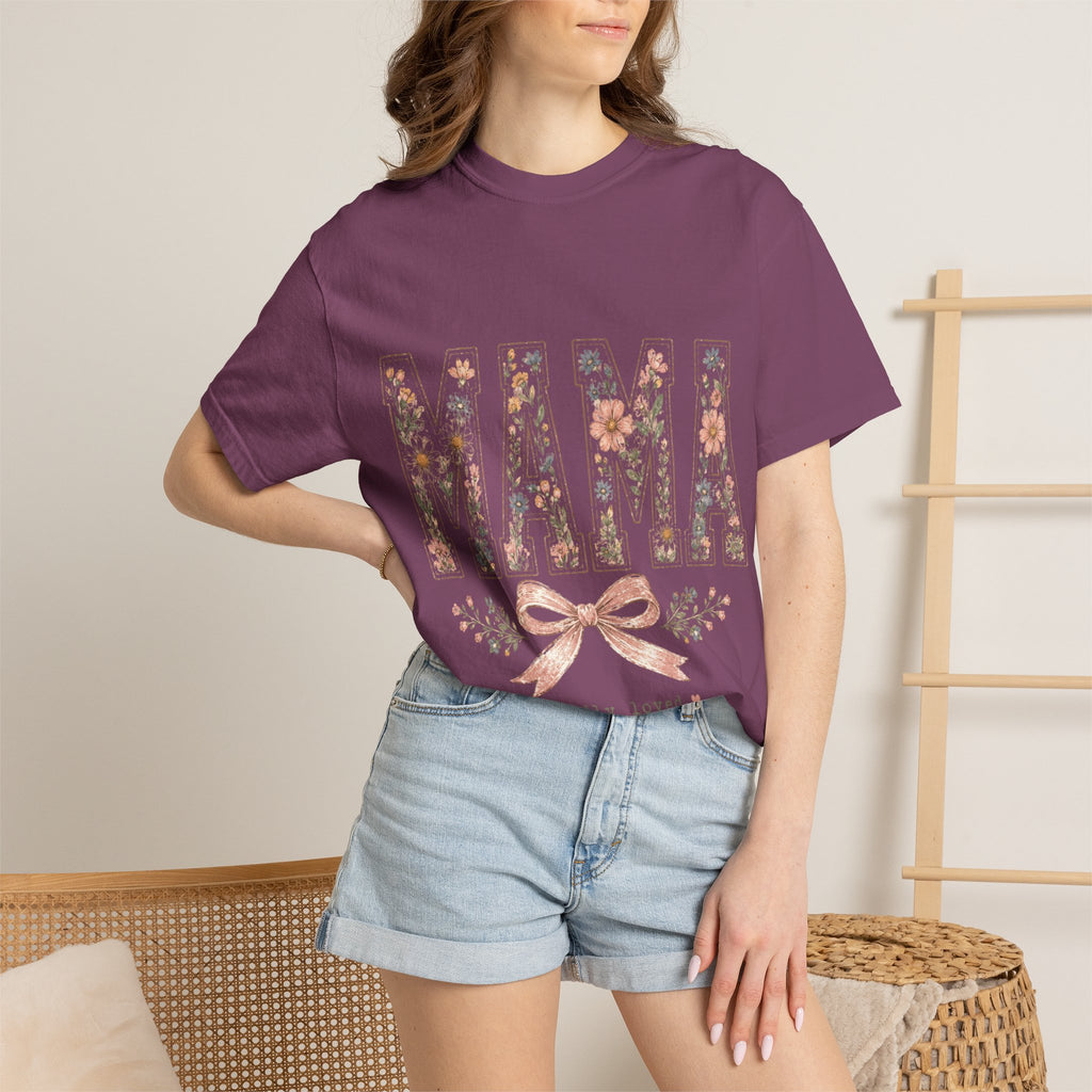 Mama Floral T‑Shirt – 'Wildly Loved' Bow Design, Mother's Day Gift