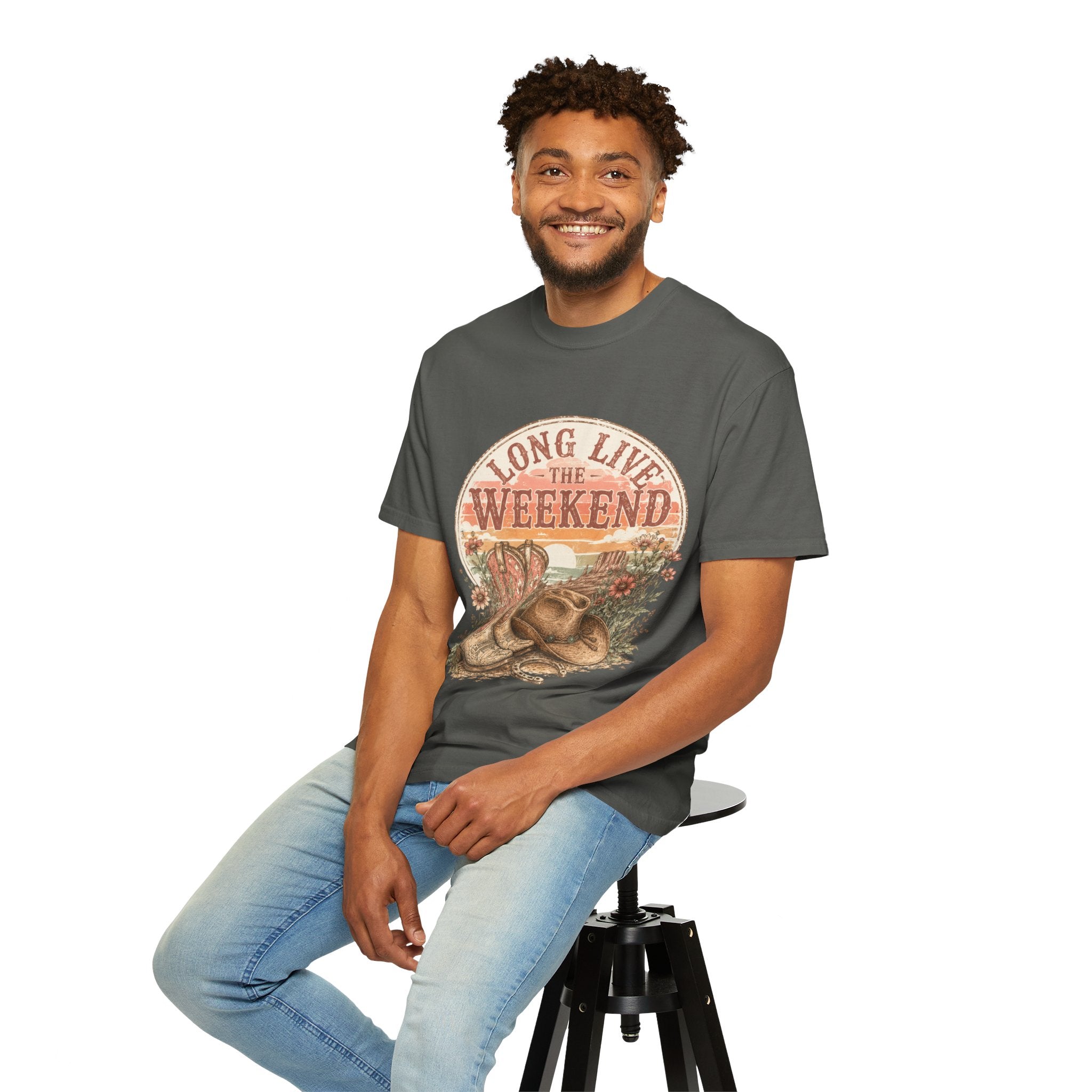 Weekend Vibes Cowboy Boots T-Shirt — "Long Live The Weekend" Graphic Tee