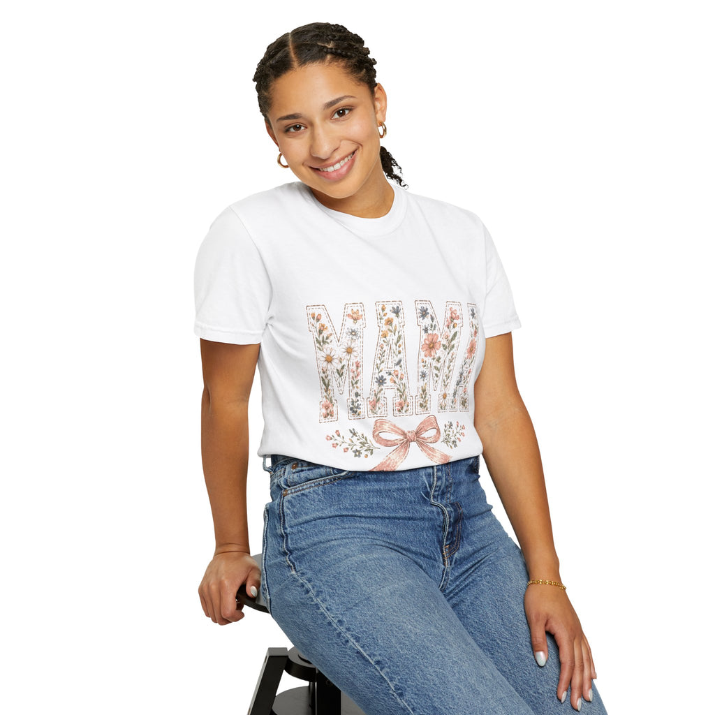 Mama Floral T‑Shirt – 'Wildly Loved' Bow Design, Mother's Day Gift