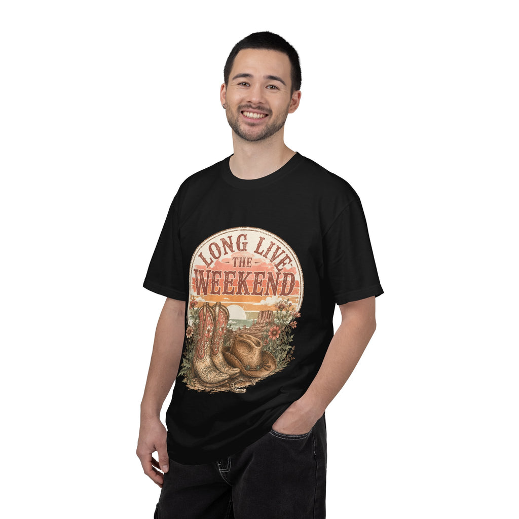 Weekend Vibes Cowboy Boots T-Shirt — "Long Live The Weekend" Graphic Tee
