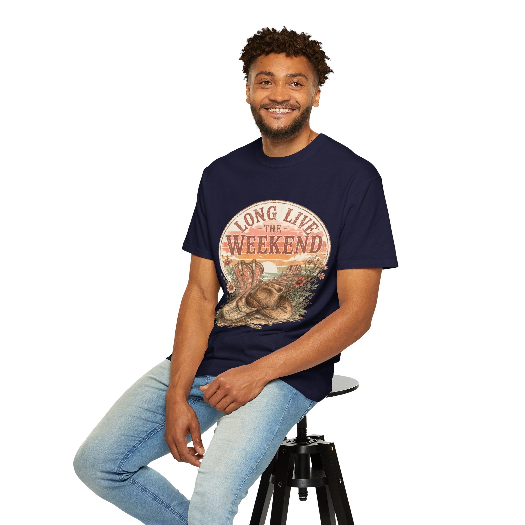 Weekend Vibes Cowboy Boots T-Shirt — "Long Live The Weekend" Graphic Tee