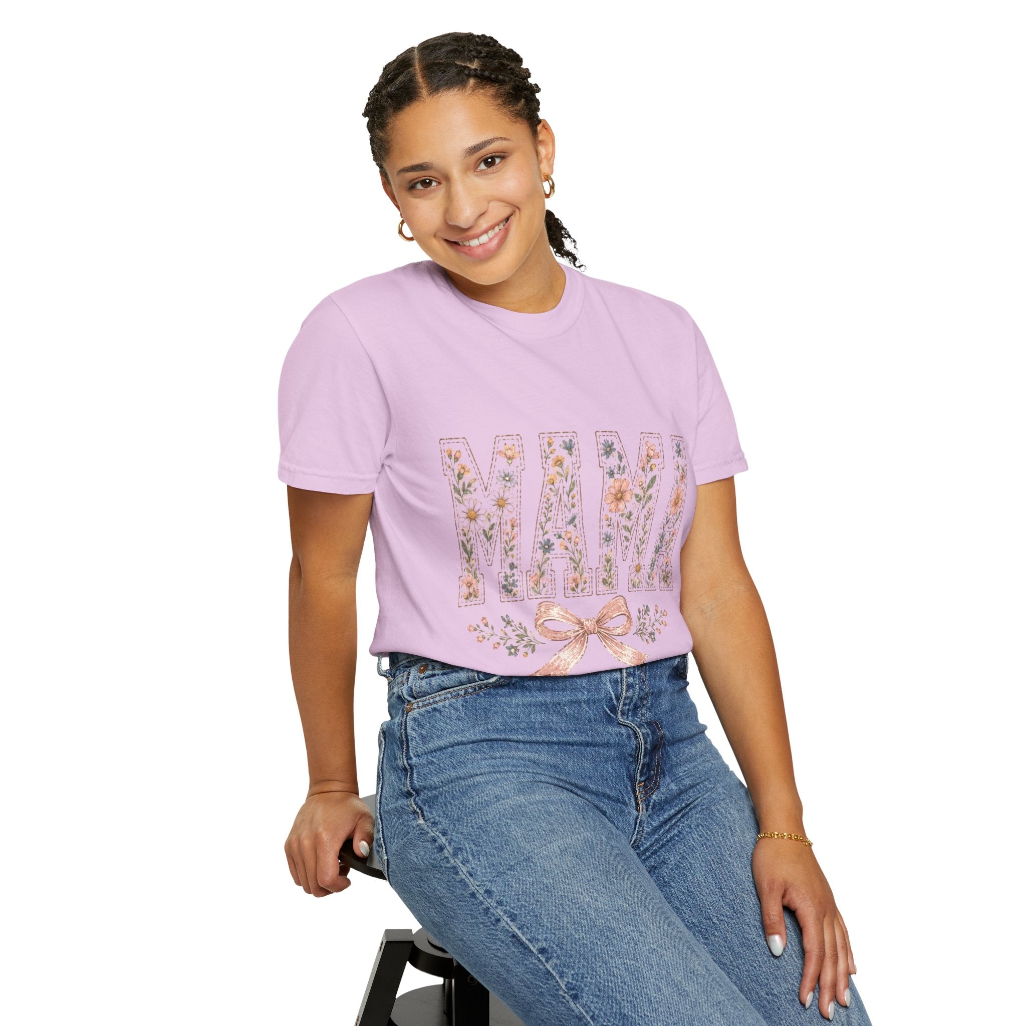 Mama Floral T‑Shirt – 'Wildly Loved' Bow Design, Mother's Day Gift