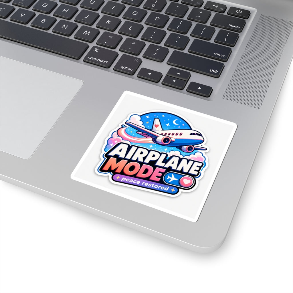 Airplane Mode Sticker — Cute Travel Plane Kiss-Cut Decal ("Airplane Mode: peace restored")