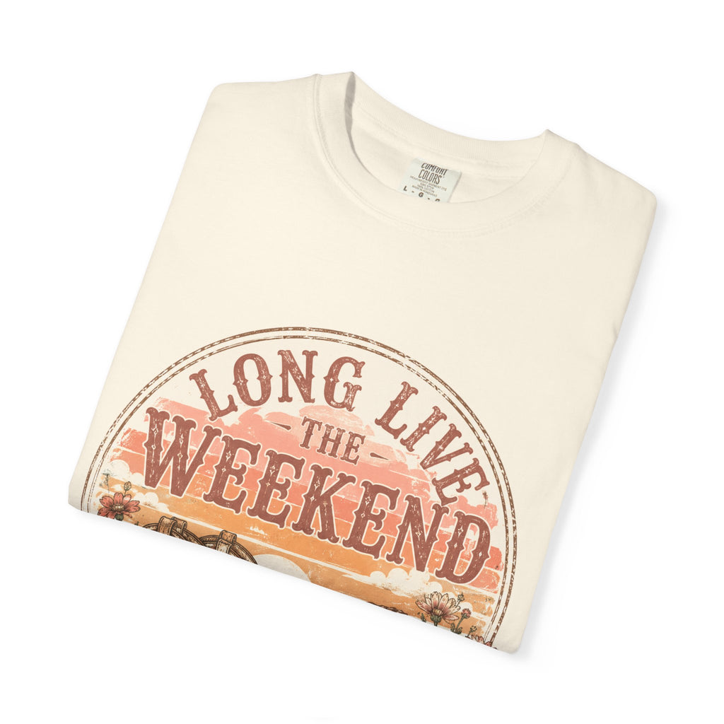 Weekend Vibes Cowboy Boots T-Shirt — "Long Live The Weekend" Graphic Tee