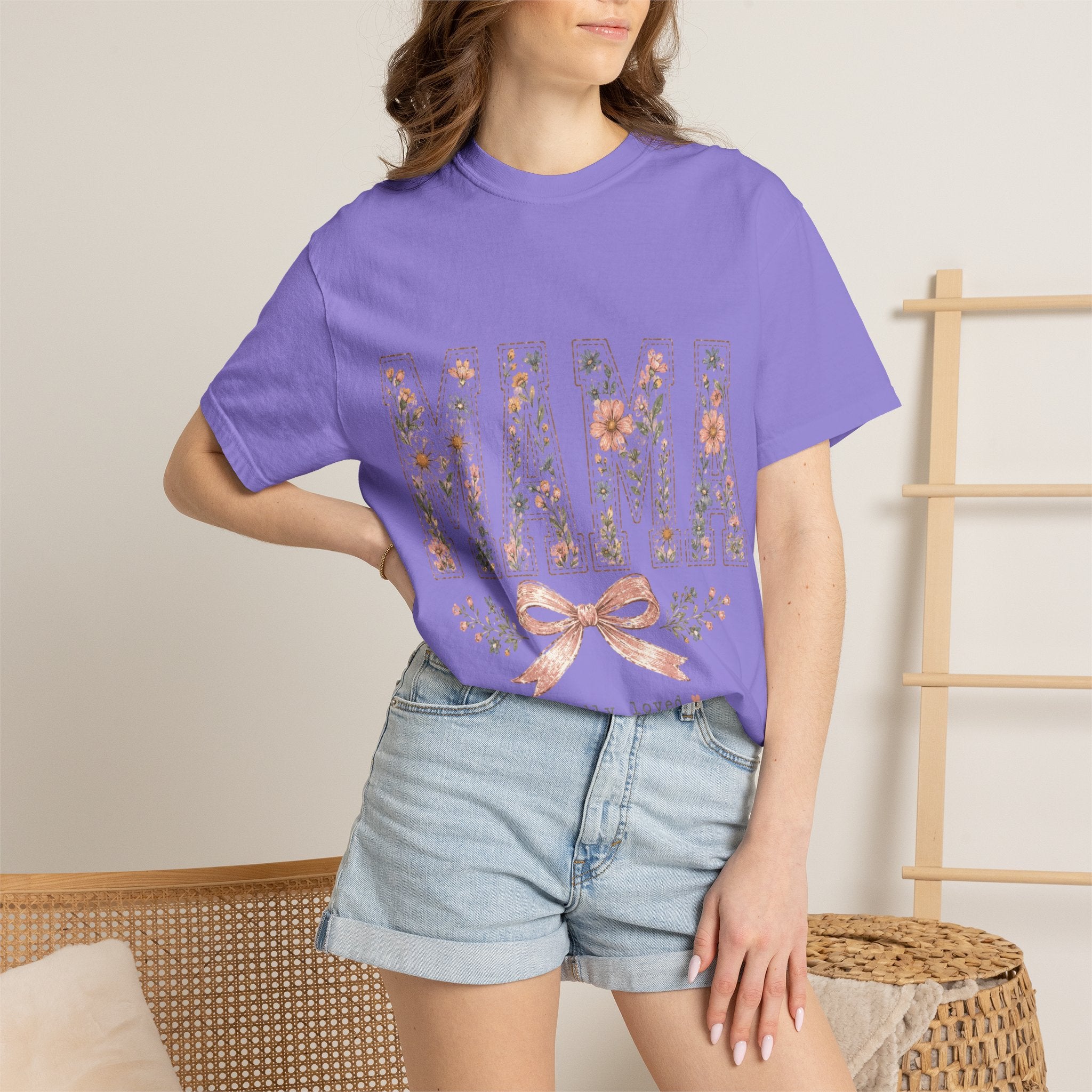 Mama Floral T‑Shirt – 'Wildly Loved' Bow Design, Mother's Day Gift