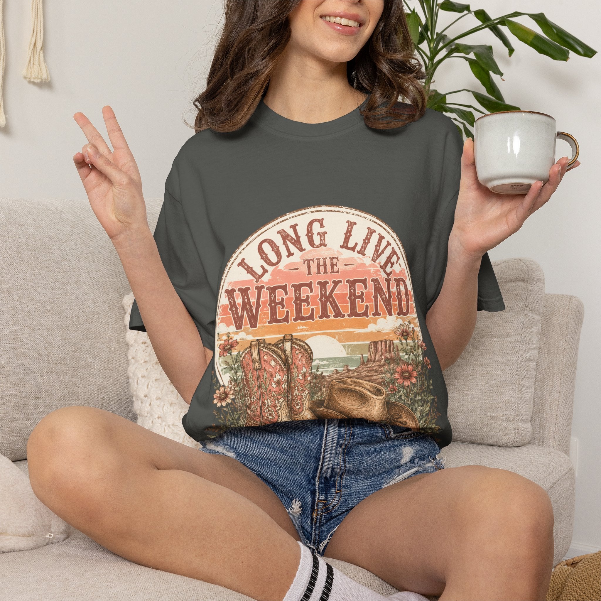 Weekend Vibes Cowboy Boots T-Shirt — "Long Live The Weekend" Graphic Tee