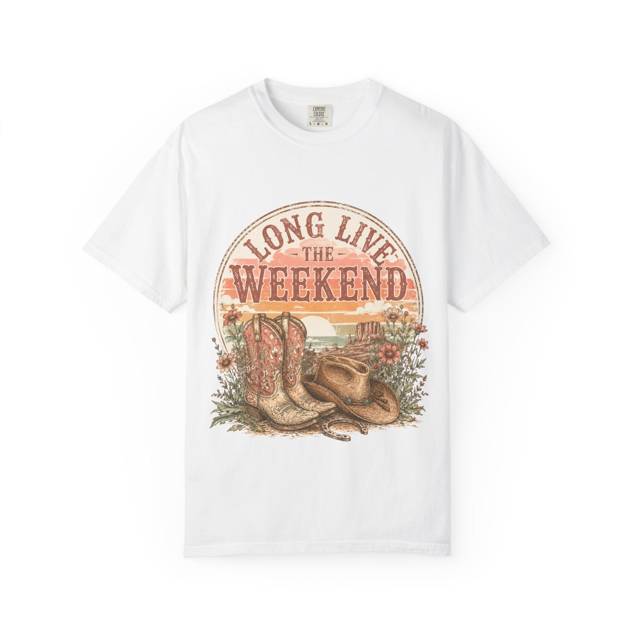 Weekend Vibes Cowboy Boots T-Shirt — "Long Live The Weekend" Graphic Tee