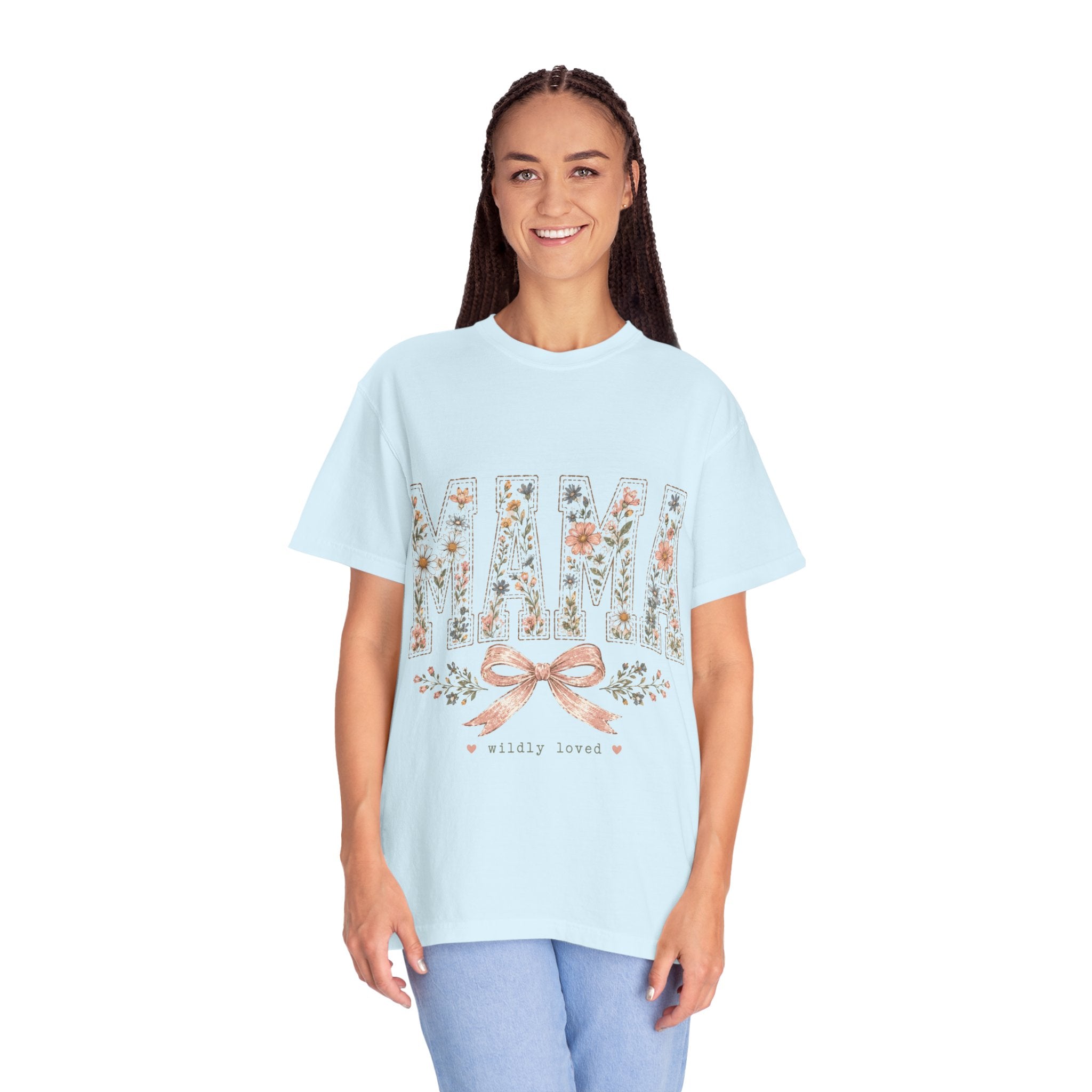 Mama Floral T‑Shirt – 'Wildly Loved' Bow Design, Mother's Day Gift