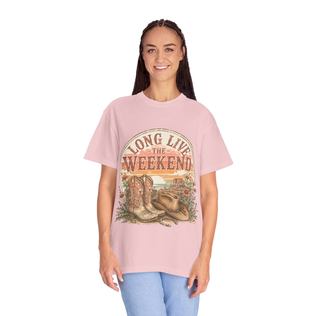 Weekend Vibes Cowboy Boots T-Shirt — "Long Live The Weekend" Graphic Tee