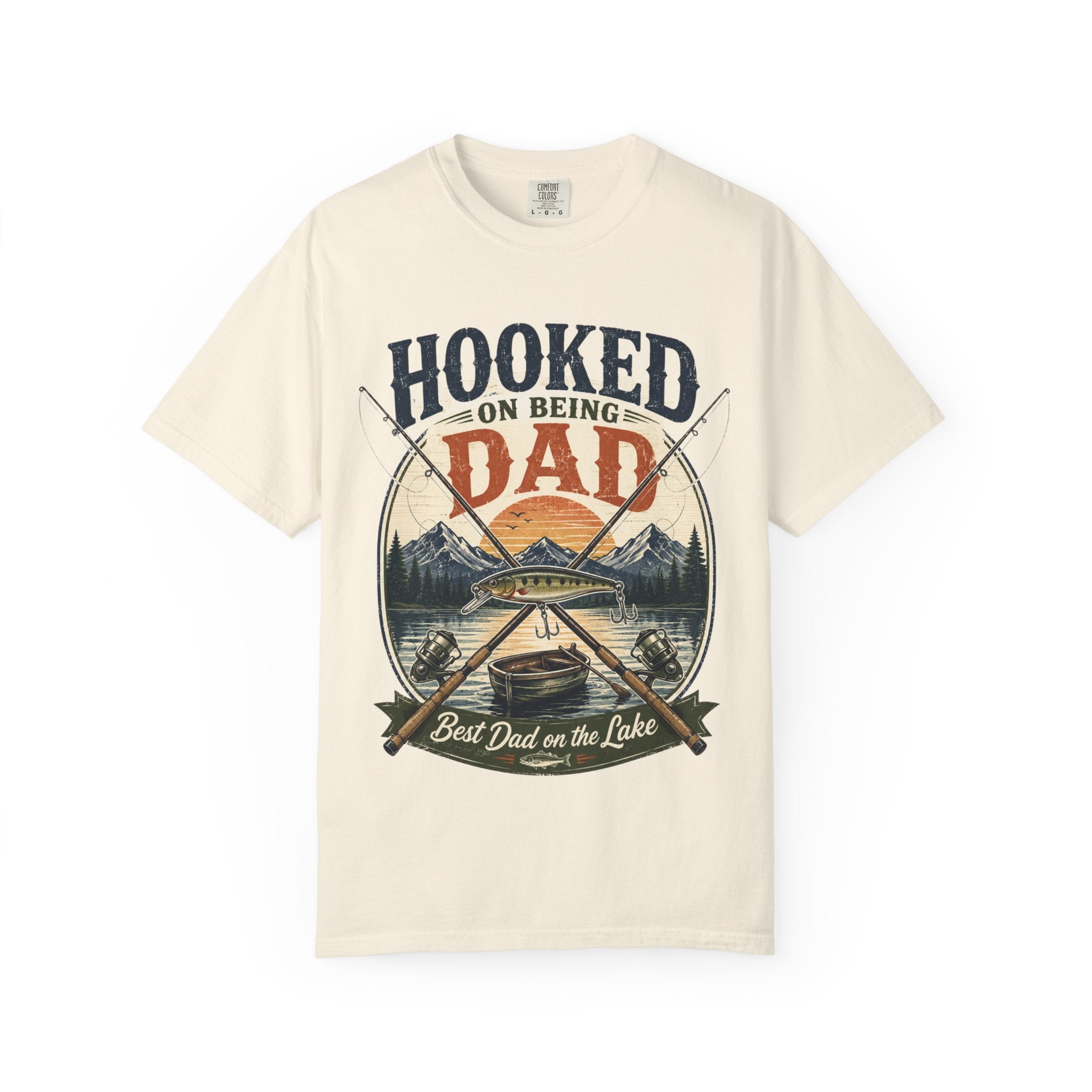 Hooked on Being Dad Fishing T-Shirt — Best Dad on the Lake Gift
