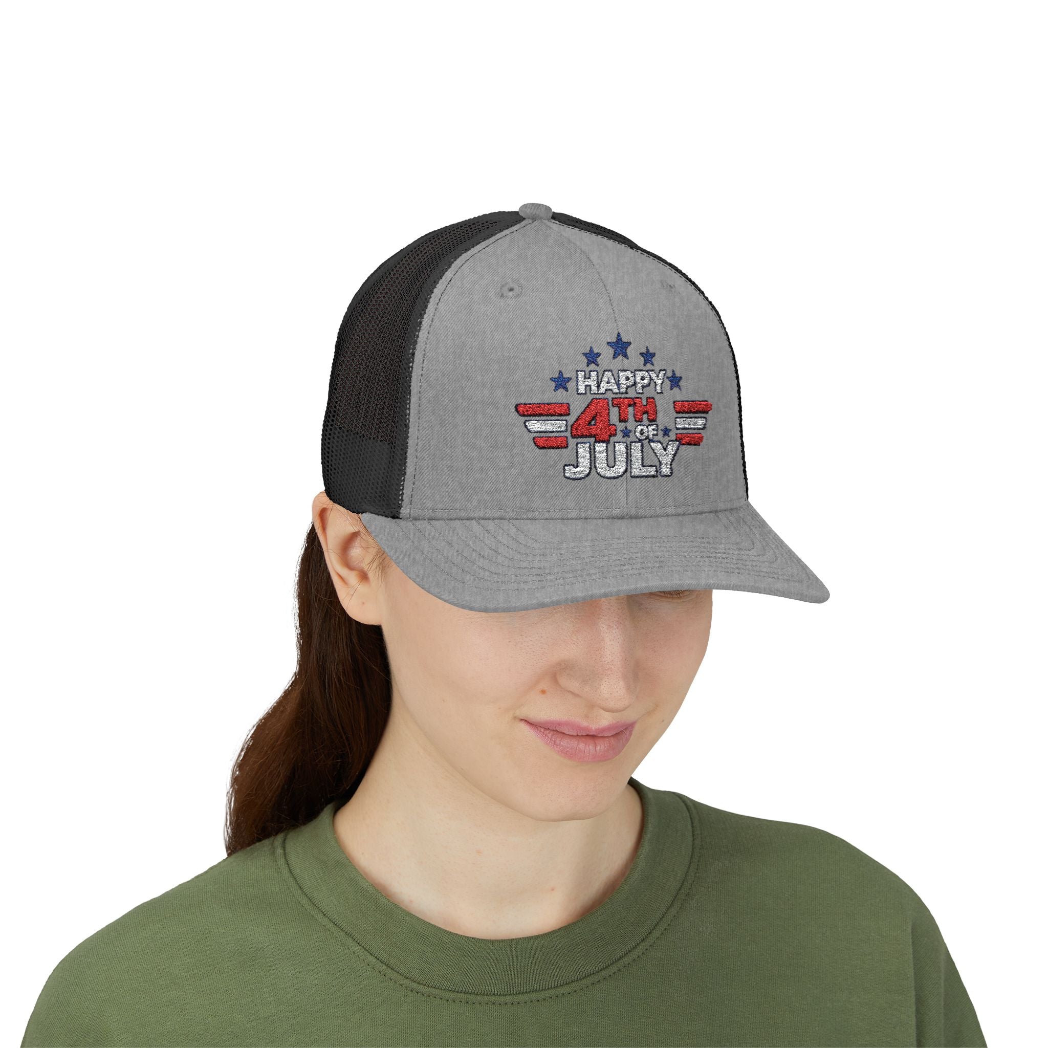 4th of July Trucker Hat – Patriotic Snapback Cap with Stars & Stripes Design