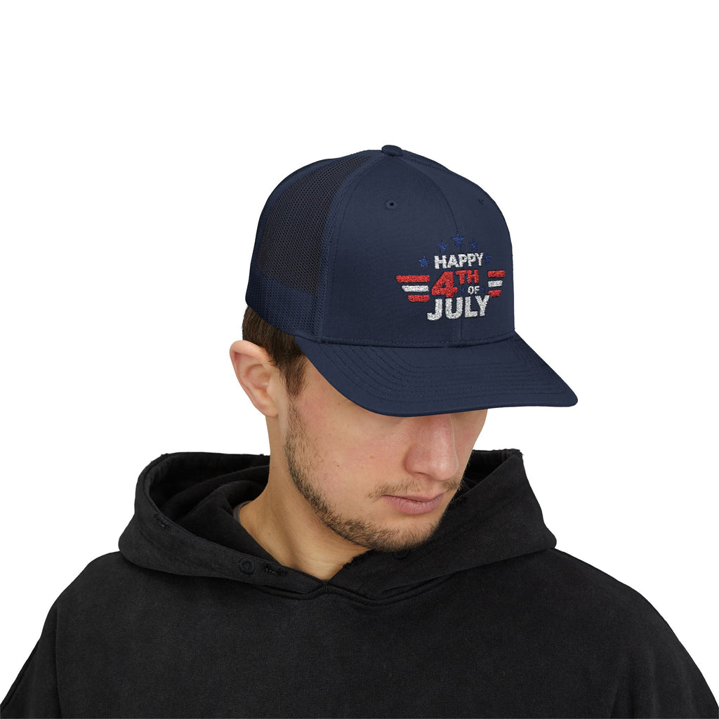 4th of July Trucker Hat – Patriotic Snapback Cap with Stars & Stripes Design